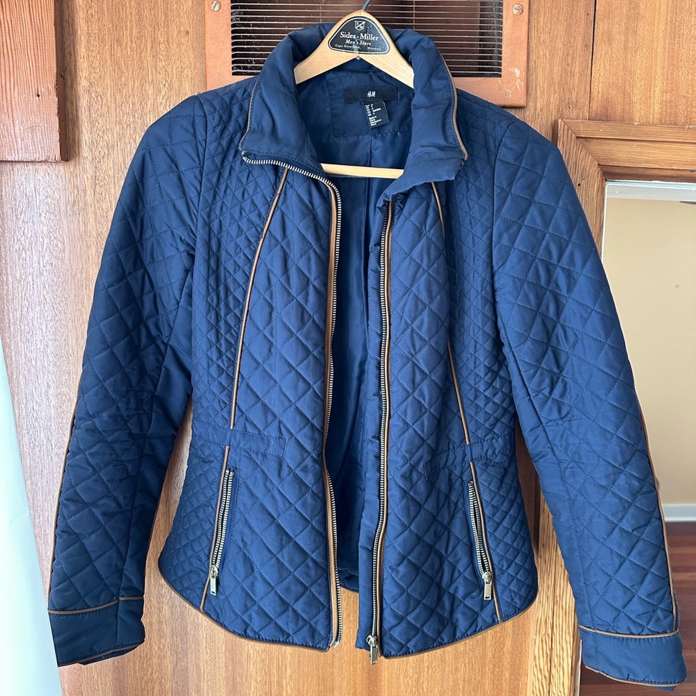 H&M Women's Quilted Blue Utility Jacket